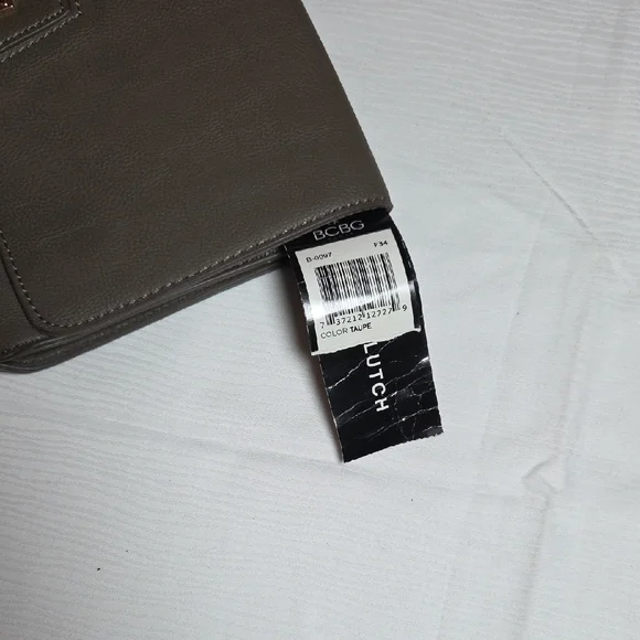 BCBG Paris Taupe Leather Clutch - Picture 4 of 6
